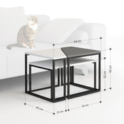 Set von drei überlappenden Tischen Ohlady White und Anthracit mit schwarzen Beinen