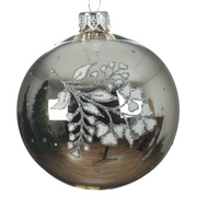 Silber Banble Christmas Ball mit Blume Ø8 cm
