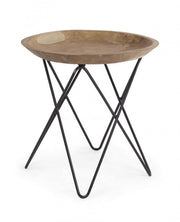 Holztisch und industrielles Stahl CM Ø50x50h cm