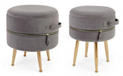 Set 2 Dark Pavlina Velluto Grey Velvet Effect Stool