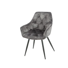 Senna Senna Velvet Grey Chair mit moderner Schwarzmetallstruktur