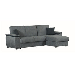 Sofa mit reversibler Halbinsel in Holz und grauem Wacholder 279x123x H60 cm