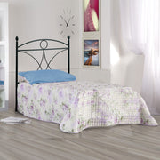 Einzeleisenbett mit schwarzer Eisenlampe Alice 92x208x H128 cm