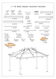 3x4m Luxus-Pavillon mit Mückennetzen und 400 g-M2-Tuch
