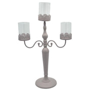 Candelabro -Metall -Candelabro -Turtlea3 -Sitze mit Glas CM38X17H62