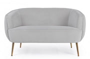 2 Sitzoter -Sofa hellgrauer Samtwirkung Linsay 129 cm