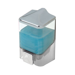 Flüssigseife 0,5 LT transparent und Chrom 8,5 x 8,5 x 16 cm Spender