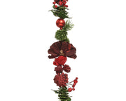 Weihnachtsghirand mit Pincoa -Beeren aus Schaumstoffstoffkugeln Holzblumen und Glitzer 140 cm