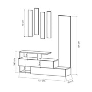 Tortora und Anthraziteingangsmöbel mit Ramda Mirror 137x35xh.154 cm