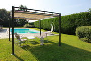 Pavillon Maine mit 3x3 cm Stahlpergola mit Seitenvorhängen