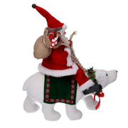 Santa Claus Stoff auf rotem Bären CM30x10H36