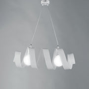 Moderner Suspensionskronleuchter in Eisen zwei Lichter weiß 54x H20 cm