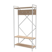 Weißes Metalleingangsregal.