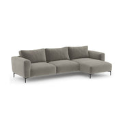 Audrey Sofa Stoff grau gerippte Halbinsel reversibel