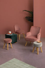 Adeline Holz Velvet Effekt Holzhocker 38H CM