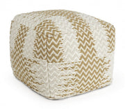Pouf Timbuctu White-Bege 45x45 cm in Stoff