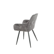 Senna Senna Velvet Grey Chair mit moderner Schwarzmetallstruktur