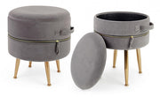 Set 2 Dark Pavlina Velluto Grey Velvet Effect Stool