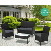 Garten Wohnzimmer WRS008 in Rattan Nero Effez