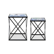 Set schwarzer Stahltische mit Fantasy Marina Reef K04 2 Teile