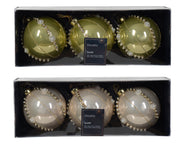 Weihnachtskugelglas mit Ball mit Kugelglitzer mit Edelsteinlinien und 2 -gefärbten Perlen verschiedene Farbe Ø 8 cm