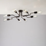 Schwarzes Eisendecklicht mit Kupferdekoration acht Lichter 83x66x H17 cm