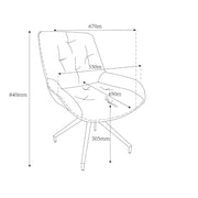 Grauer Esstuhl mit dunklem Öko -Leder -Rücken und schwarzen Beinen