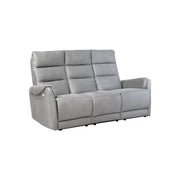 3 -Seerer -Sofa mit 2 elektrischen Liegen in hellgrauem Nabuk 187 x 98 x 109 cm
