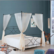 Doppel -Eisenbett mit schwarzem Baldachin Alice 166x208x H210 cm