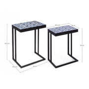 Set 2 Neapolis -Tische in Stahl mit MDF -Top mit 62,5H 56H -CM -Druck