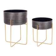 Set 2 Schwarzhalter im Designstil -Aluminium