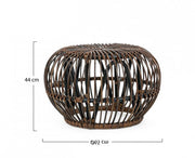 Pouf -Tisch für Outdoor in Rattan -braunen Goldenen Durchmesser 65x H44 cm