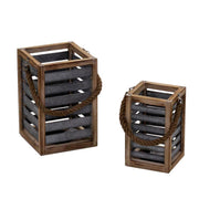 1-2 braune Holzlaterne mit Charum Griff Rahmen CM19X19H28.5