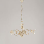 Oro Eisenkronleuchter Gold weißes Glas Bernstein Drei Lichter 58x H43 cm