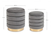 Set2 Pouf Container Darina Grey Velvet