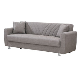 3 -Seerer -Sofa Bett im beige Stoff mit Behälter 214x80xh.83 cm