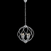 Kronleuchter Deco Suspension weiße Eisen Silber vier Lichter 43x H50 cm