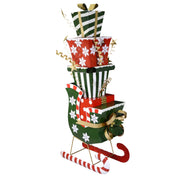 Metallschlitten mit dunkelgrünen Geschenken CM64X34H150