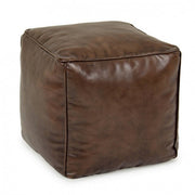 Vintage Mendez Pouf in braunem Leder 40x40 cm