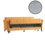 Levy -Sofa 3 Sitze in grauem Stoff mit Behälter und Effez -Bett