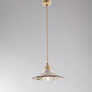 Kabelkronleuchter in braunem Stoff pro Jahrzehnt ein 30x H15 cm Keramiklampenschirm