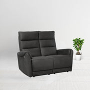 2 -seerer -Sofa mit 2 elektrischen Liedern grauer Nabuk -Effekt 135 x 98 x 109 cm