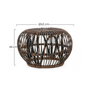 Pouf -Tisch für Outdoor in Rattan -braunen Goldenen Durchmesser 65x H44 cm