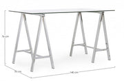 Moderner Chrom -Alchemie -Schreibtisch mit Glas Top 140x70x76H CM
