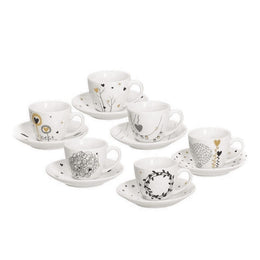 Kaffeetasse mit weißer Untertasse Iris Goldy Set 6