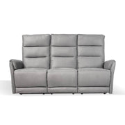 3 -Seerer -Sofa mit 2 elektrischen Liegen in hellgrauem Nabuk 187 x 98 x 109 cm