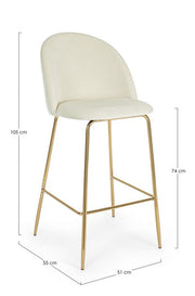 2x White Carry Bar Stool im Samt -Atmosphäre Stil