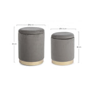 2 Pouf in Samt mit Polina Grey Container eingestellt