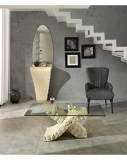 Transparent-Bege Tabelle 70 cm x 120 cm H. 40 cm