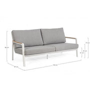 Aluminiumsofa 2-3 Sitze mit weißen Jalisk-Kissen